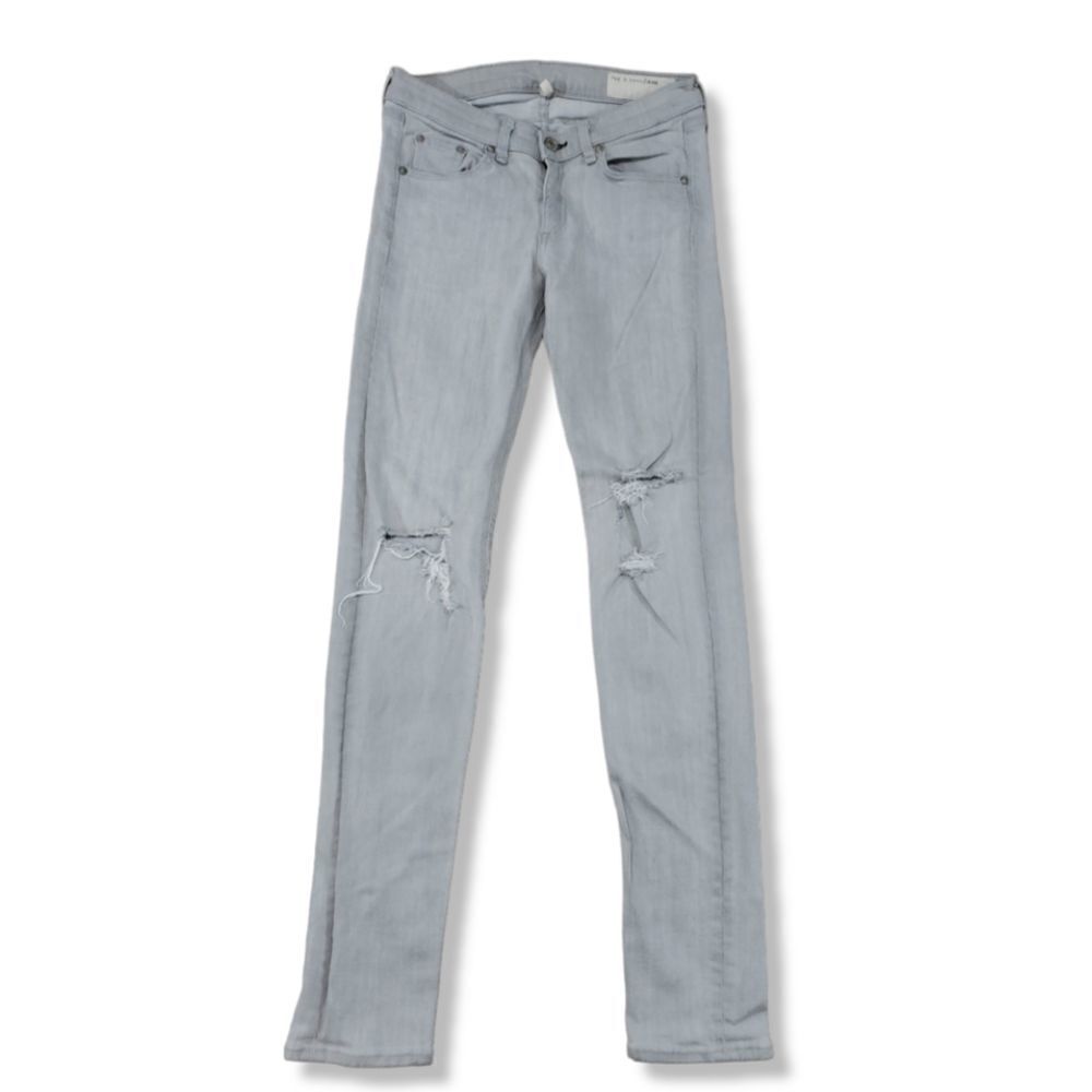 Rag & Bone Jeans Size 27 Skinny Jeans Stretch Surrey With Holes Distressed Gray